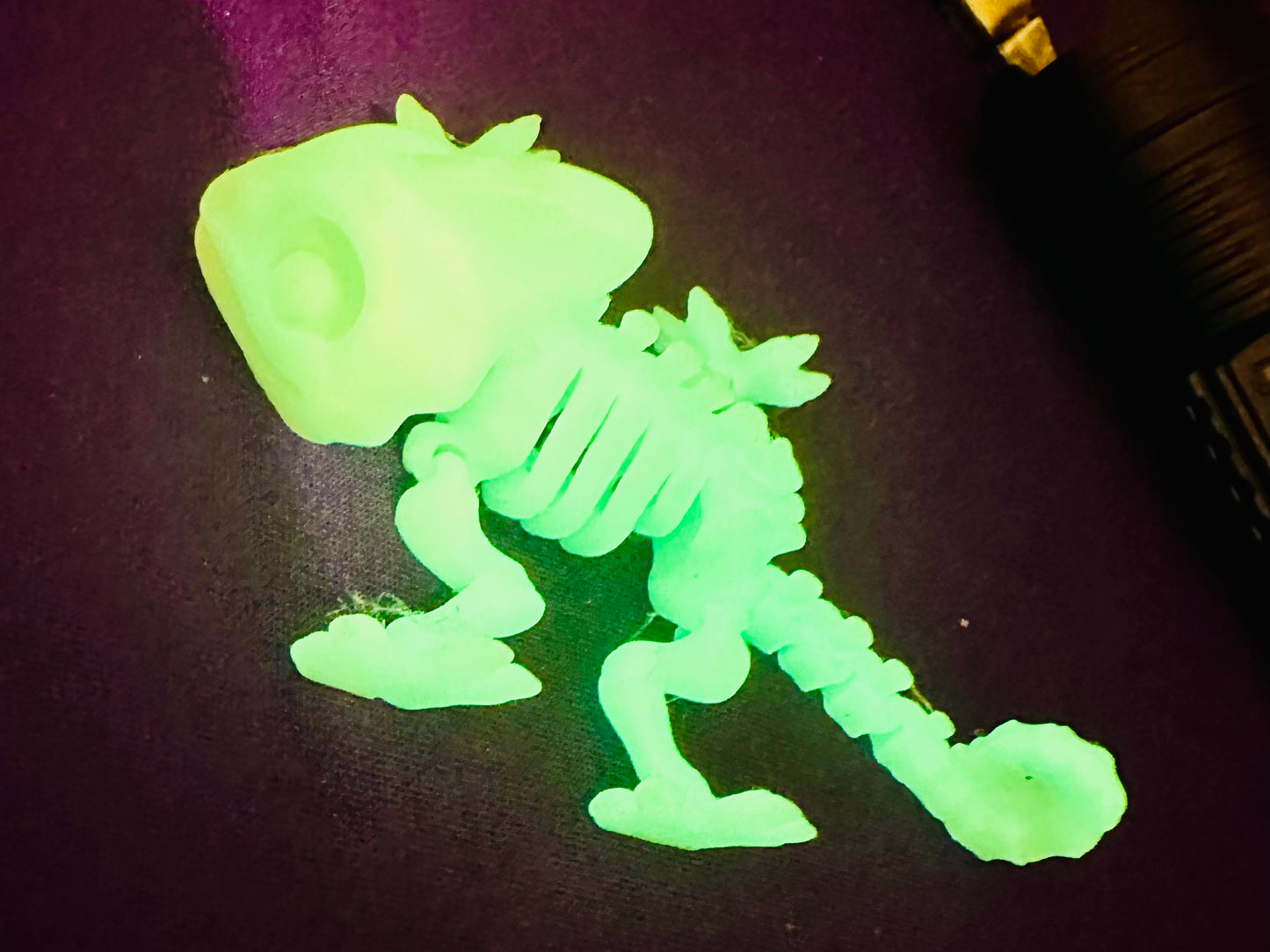 Glowing Chameleon Skeleton 3D Printed Figurine