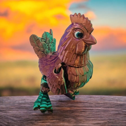 Hen 3D Printed Decor Green and Copper