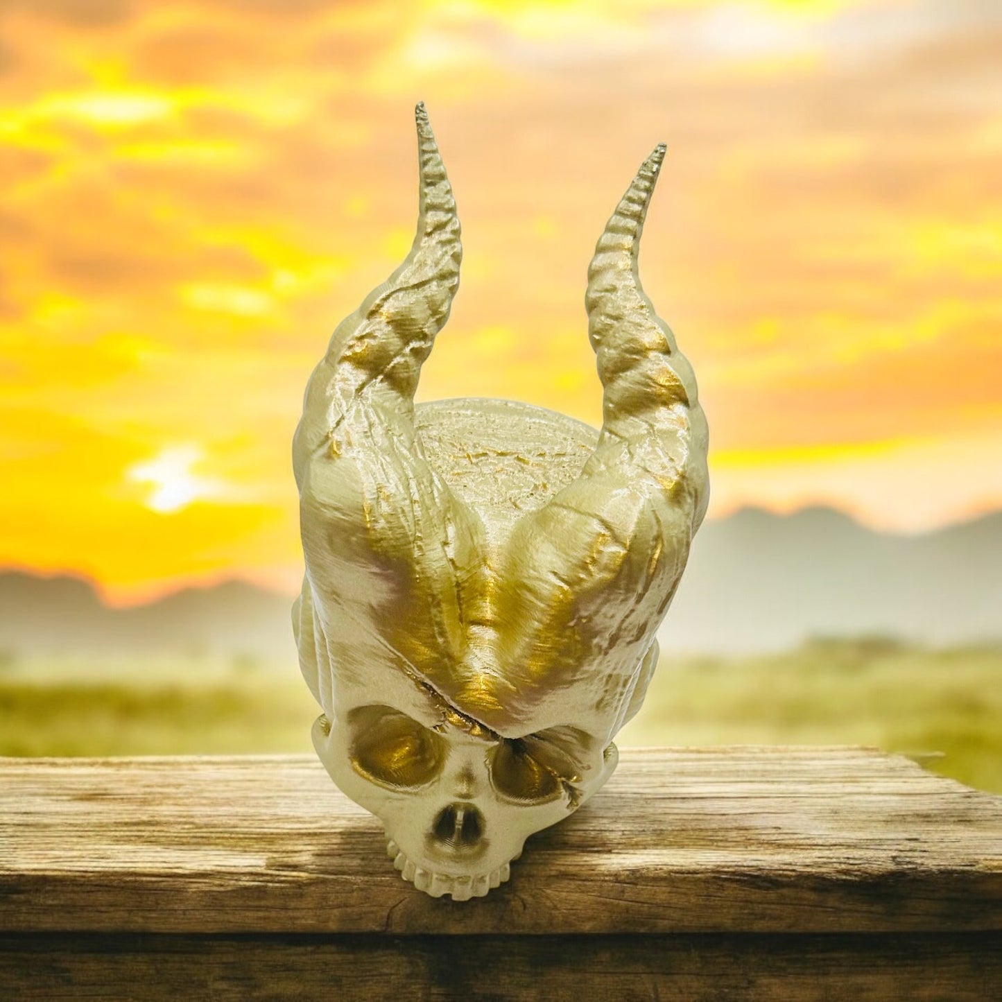 Snail Skull 3D Printed Hand Painted Decor in Gold