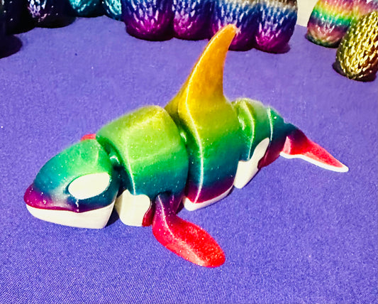 Rainbow Orca 3D Printed Figurine