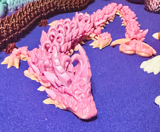 Dark Heart Dragon - Pink/Cream 3D Printed Figurine