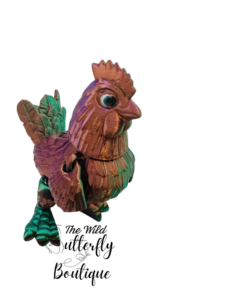 Rooster & Chicken 3D Printed Figurines