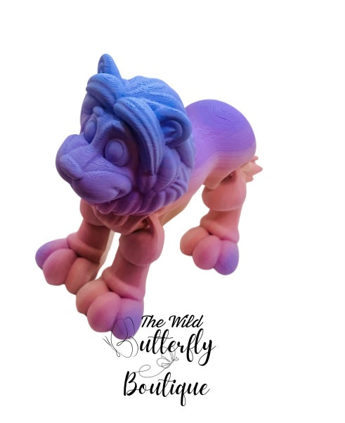 Pink/Purple Articulated Lion 3D Printed