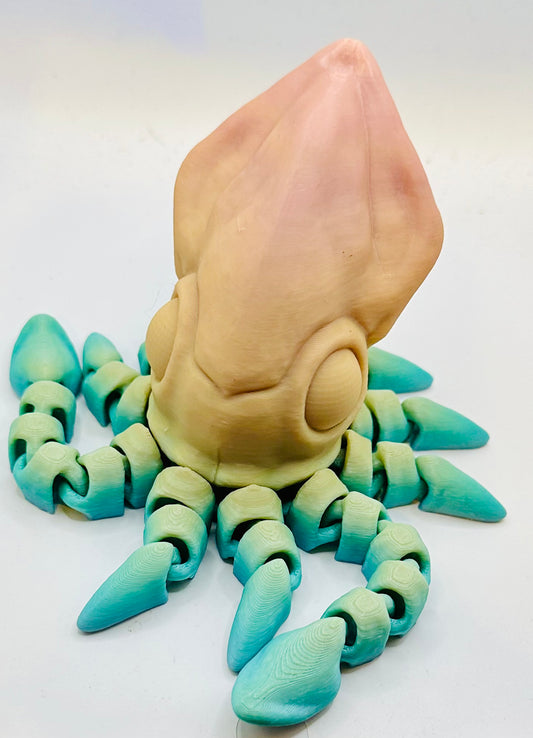 Matte Blue/Cream Squid 3D Printed Figurine