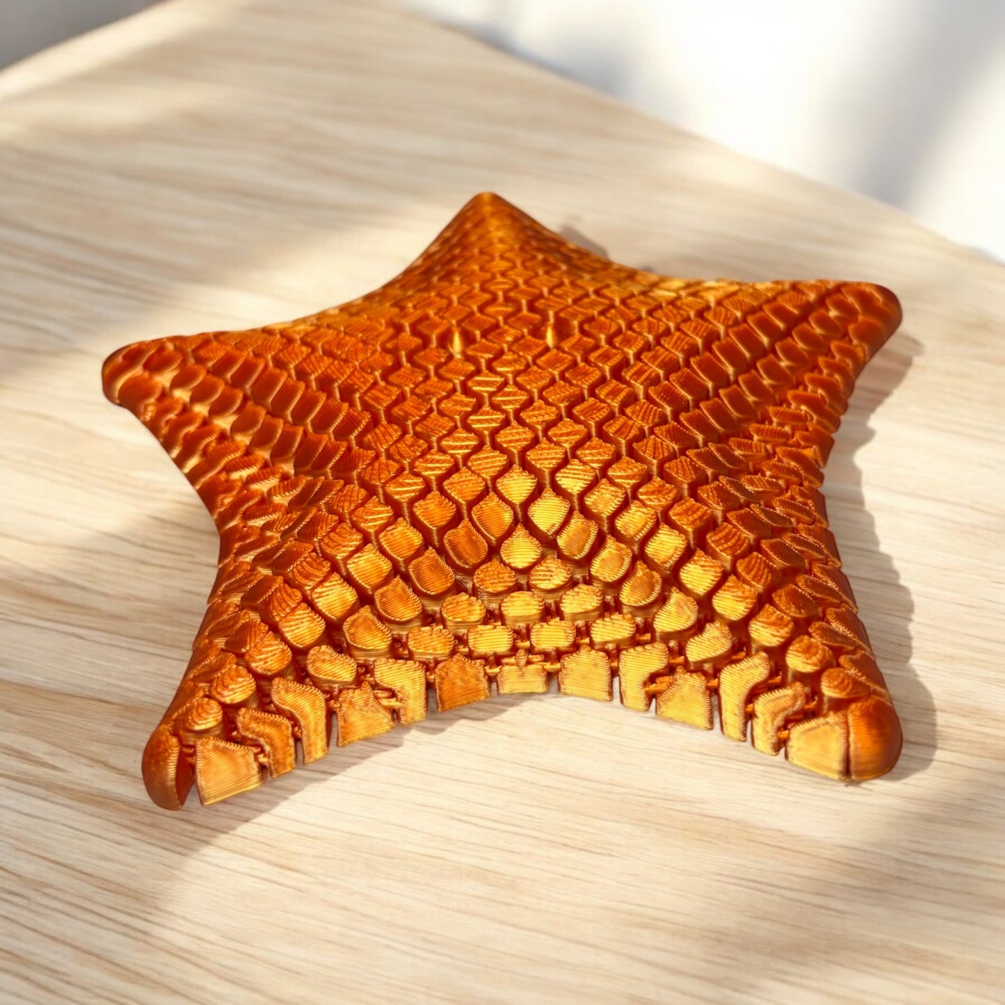 Chubby Flexi Articulated StarFish 3D Printed Orange