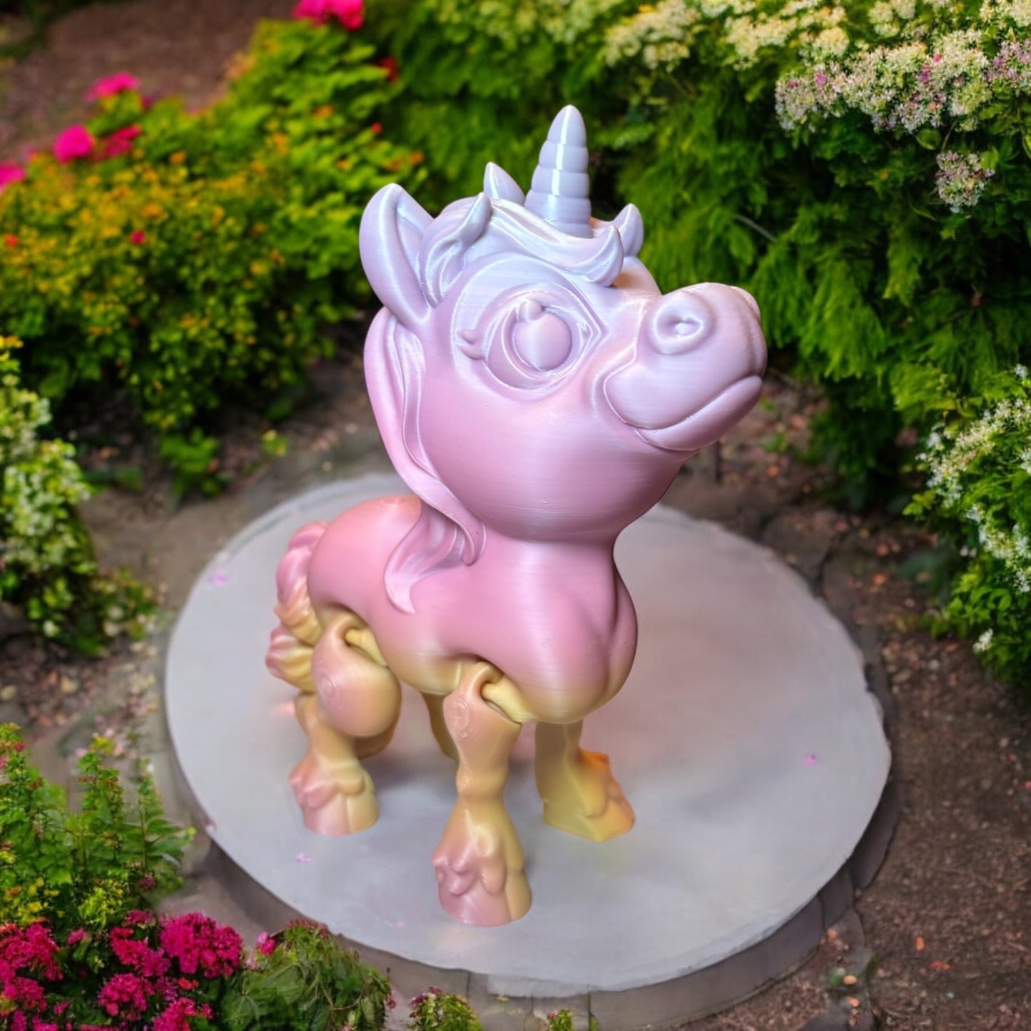 Chubby Unicorn Cream Pink Purple Rainbow 3D Printed Decor