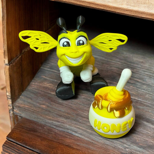 Bubble Bee W/ Honey Pot 3D Printed Decor